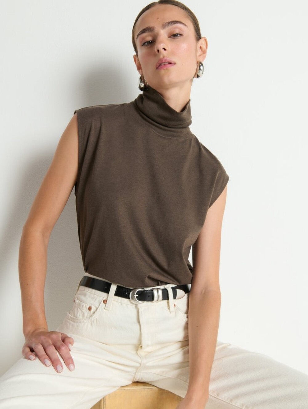 NWT Nation LTD Fable Turtleneck Tank, Espresso, Size Small